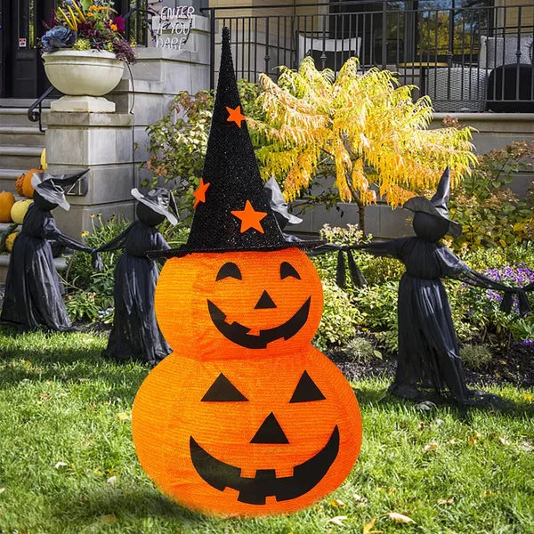 3 ft Pop-Up Light-Up Pumpkin with Witch Hat – photo 3