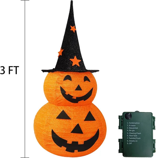 3 ft Pop-Up Light-Up Pumpkin with Witch Hat – photo 5