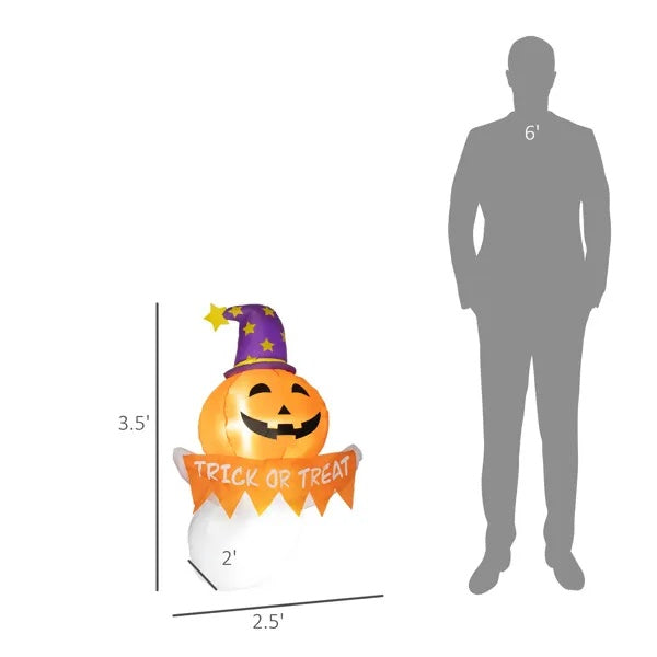Light-Up Inflatable Pumpkin Ghost Window Decoration – photo 4