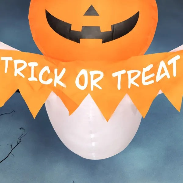 Light-Up Inflatable Pumpkin Ghost Window Decoration – photo 2
